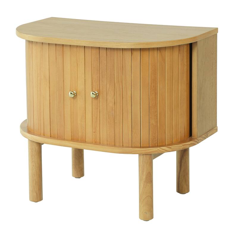 Christopher Knight Home - Farmhouse Solid Wood Semi-Cylindrical Nightstand with Sliding Slatted Doors