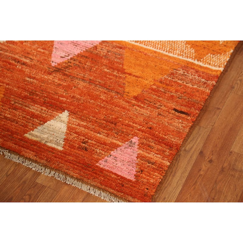 Geometric Moroccan Oriental Rug Hand-Knotted Tribal Wool Carpet - 5'4" x 5'11"