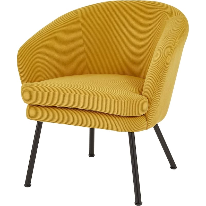 US Pride Furniture Modern Corduroy Accent Chair with Channel Back Design Black Metal Legs and Soft Upholstery
