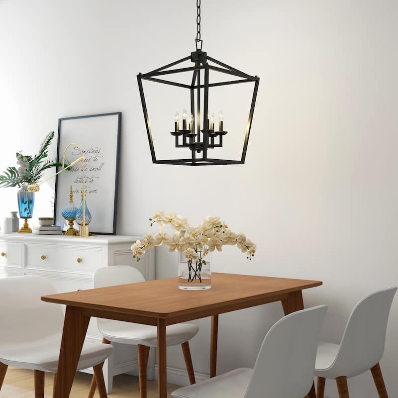 6 - Matte Black/ Gold Light Pendant - 16"x16"x24"