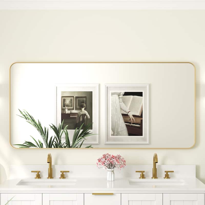 Modern Bathroom Rectangular Wall Mounted Anodized Aluminum Framed Vanity Mirror