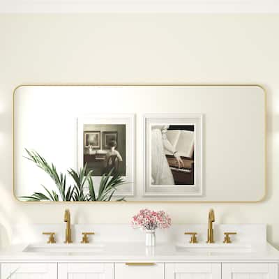 Modern Bathroom Rectangular Wall Mounted Anodized Aluminum Framed Vanity Mirror