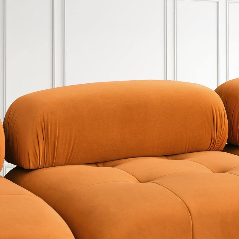 Orange 93'' L-Shaped 4-Seater Modular Sofa with Reversible Ottoman and Sturdy Wood Frame for Living Room or Apartment
