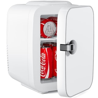 Portable Mini Refrigerator, 4L/6 Can Cooler & Warmer Fridge for Bedroom, Dorm, Car, Office