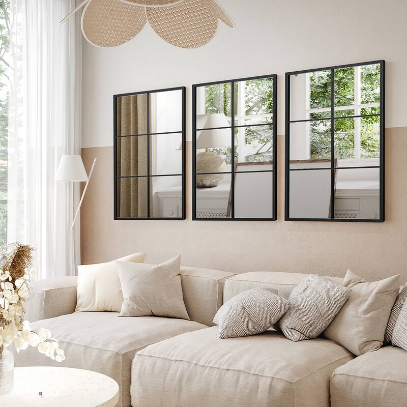 Costway Metal Wall Mirror Large Window Decorative Farmhouse Mirror - See Details