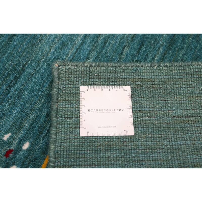 ECARPETGALLERY Hand Loomed Kashkuli Gabbeh Turquoise Wool Rug - 4'11 x 7'11