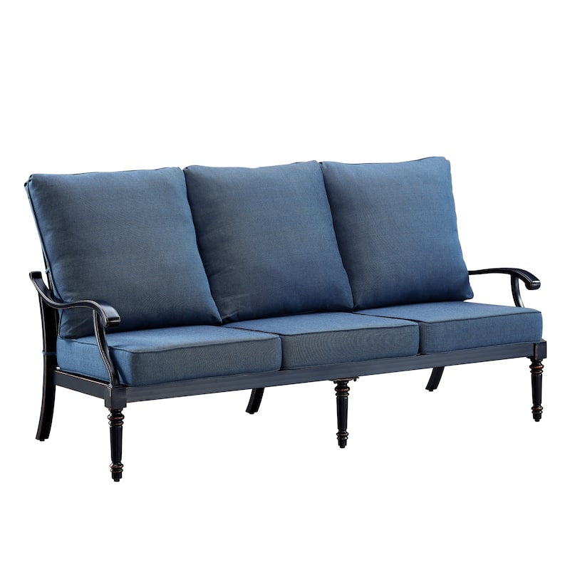 Black Aluminum Deep Seating Deep Seating Sofa with Cushions