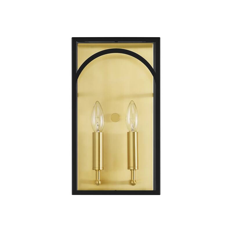 2-Light Modern Industrial Rectangular Lantern Cage Clear Glass Wall Sconce - 7.8 in. W x 13.9 in. H x 3.7 in. D