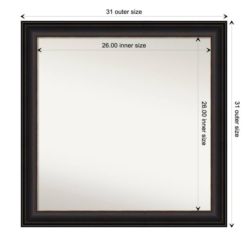 Trio Oil Rubbed Bronze Framed Non-Beveled Custom Wall Mirror, Bathroom Vanity Mirror - Outer Size: 30.5 x 30.5