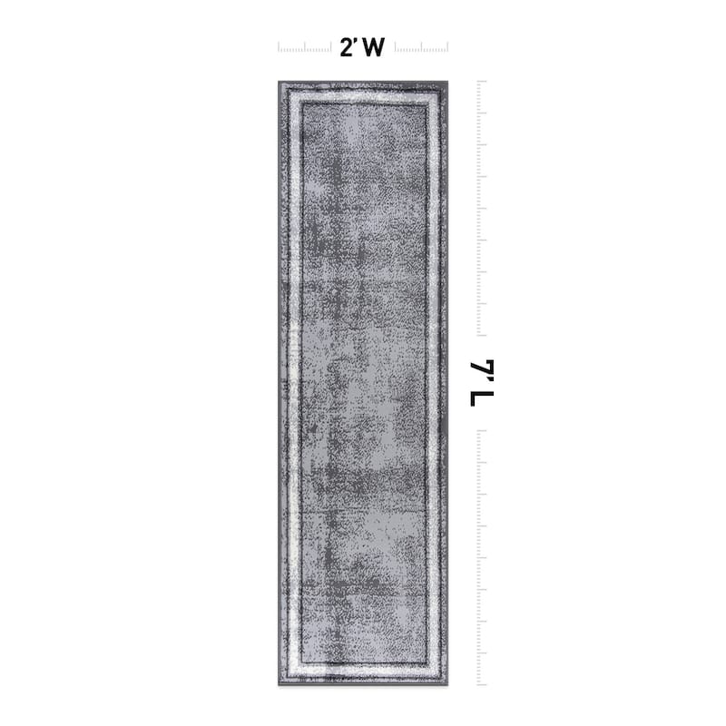 World Rug Gallery Contemporary Distressed Bordered Area Rug