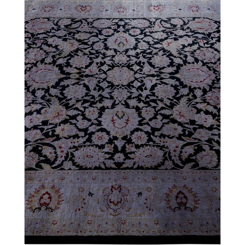 Overton Hand Knotted Wool Vintage Inspired Modern Contemporary Overdyed Gray Area Rug - 6' 2" x 8' 3"