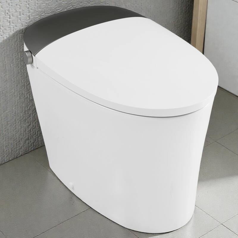 Elongated Smart Toilet with Bidet. ADA Comfort Height Heated Seat. MAP 1000g Flush. Warm Water. Dryer. Night Light - White