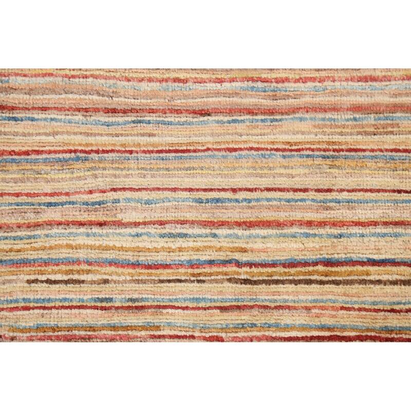 Modern Striped Gabbeh Kashkoli Wool Area Rug Hand-knotted Foyer Carpet - 3'1" x 4'10"