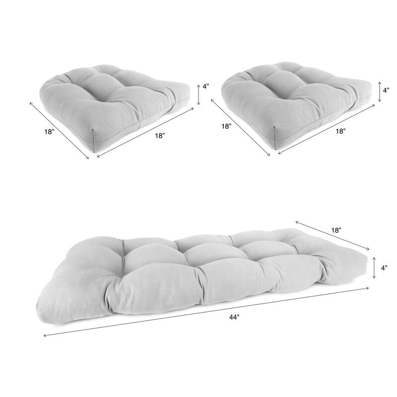 Green Solid Outdoor Wicker Cushion Set for Bench and 2 Seats - 18'' L x 44'' W x 4'' H
