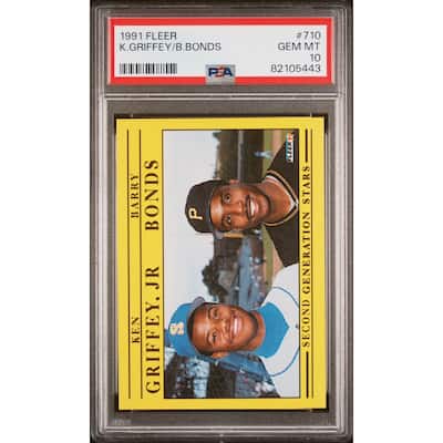 Barry Bonds Ken Griffey Jr 1991 Fleer Baseball Card #710 Graded PSA 10 - 8'6" x 11'6"