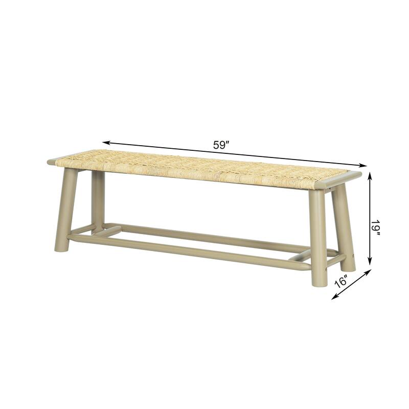Farmhouse 4-Piece Dining Table Set for 3-4, Extendable Wood Table with 2 Rattan Chairs & 1 Bench for Dining Room, Kitchen