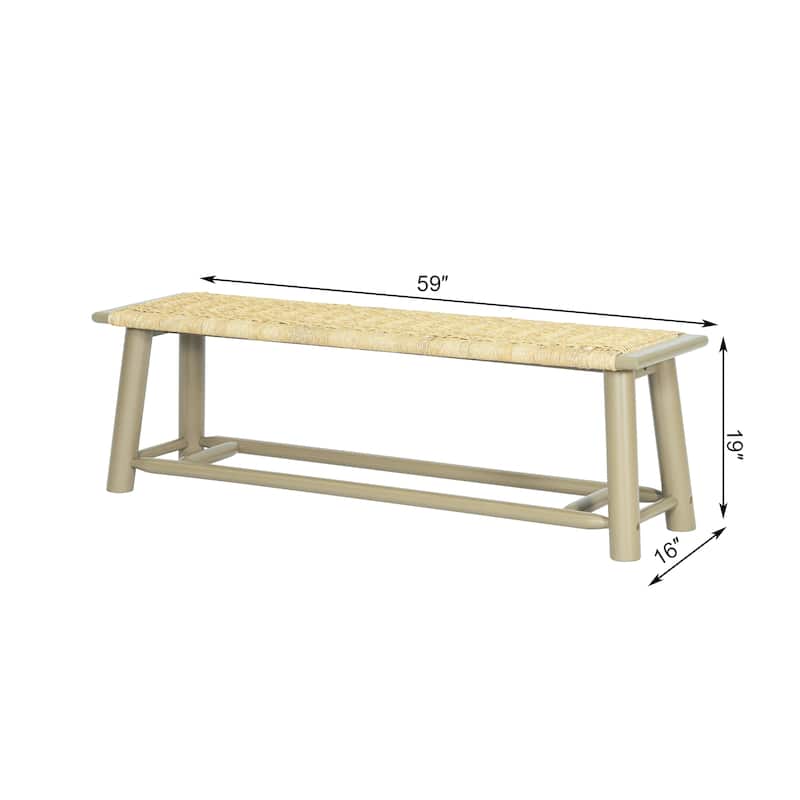 Modern Farmhouse Extendable Dining Table Set with Solid Wood Rattan Chairs - Expandable 59" to 73"