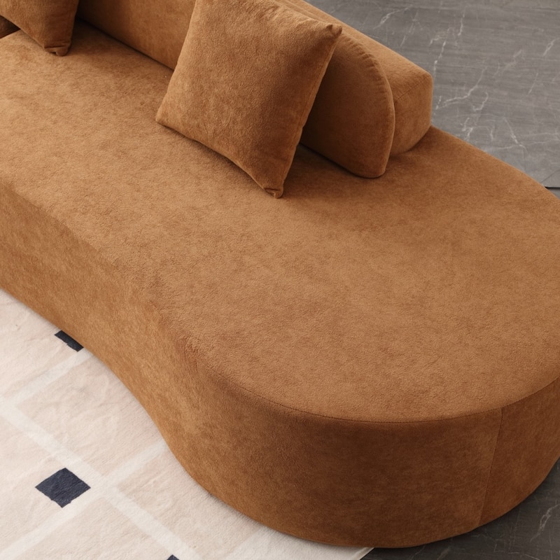 Modern Minimalist Living Room Terrycloth Fabric Modular Sofa with Pillows