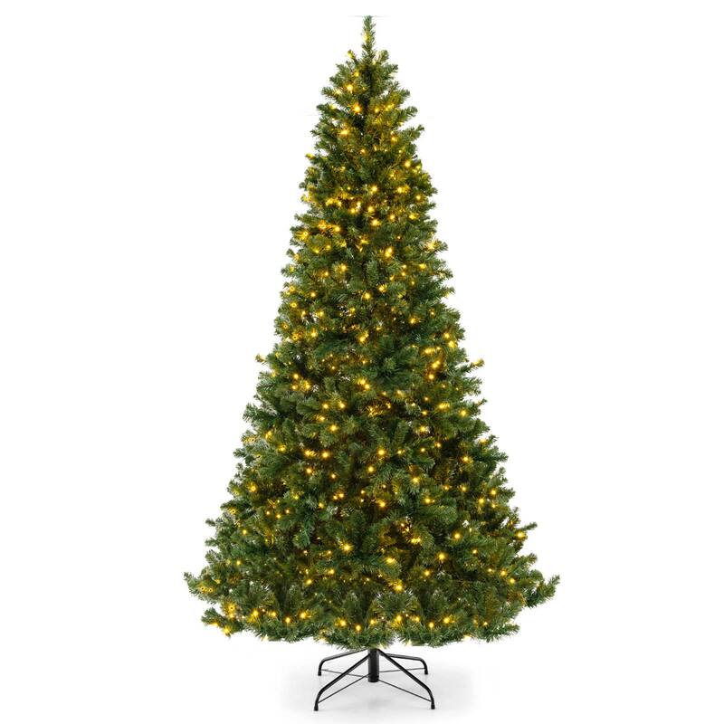 Gymax 6/7/8 FT Pre-Lit Artificial Christmas Tree Hinged Xmas Tree w/