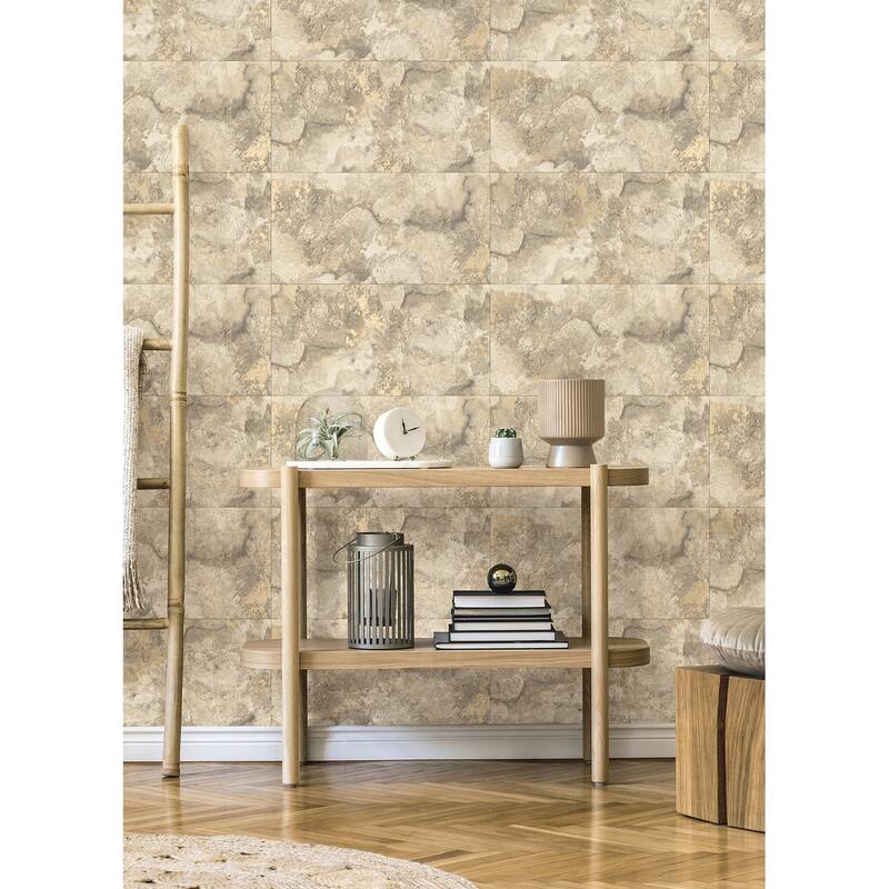 Advantage Aria Neutral Marbled Tile Wallpaper