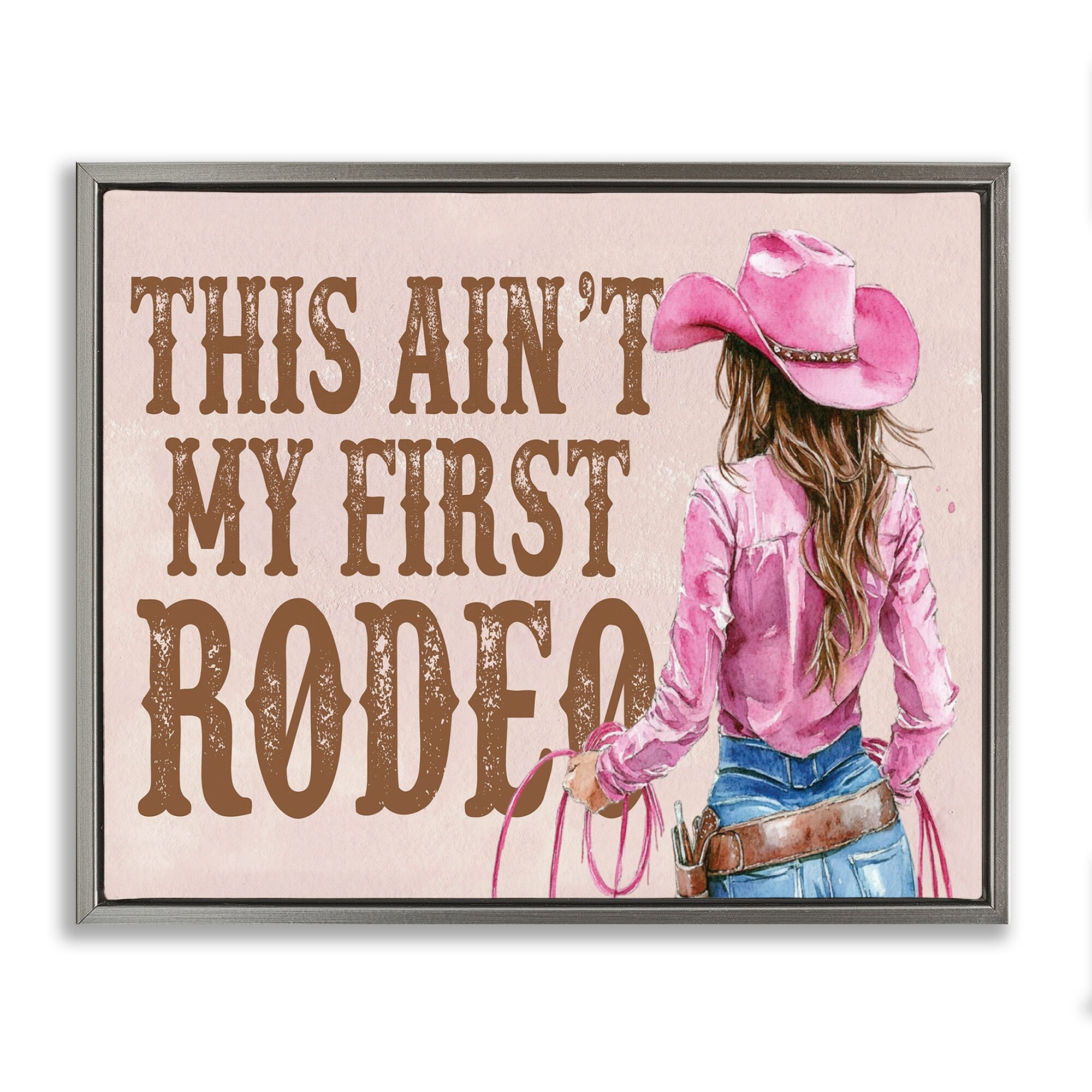 Stupell Ain't My First Rodeo Girl Framed Floater Canvas Wall Art Design By Lettered and Lined