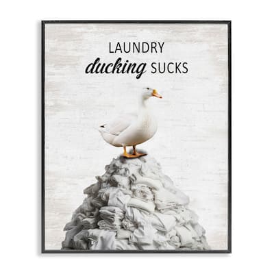 Stupell Duck & Laundry Pile Framed Giclee Art Design By Lettered and Lined