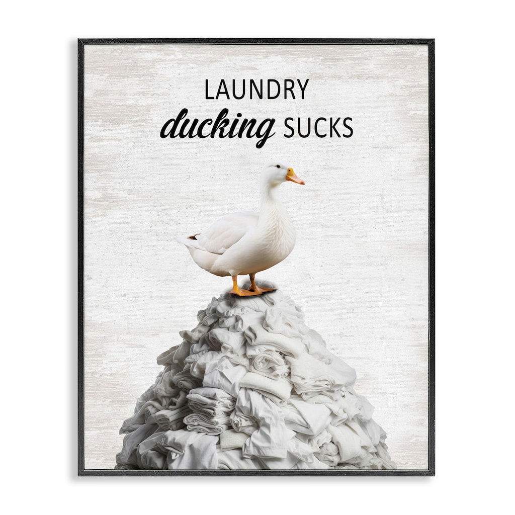 Stupell Duck & Laundry Pile Framed Giclee Art Design By Lettered and Lined