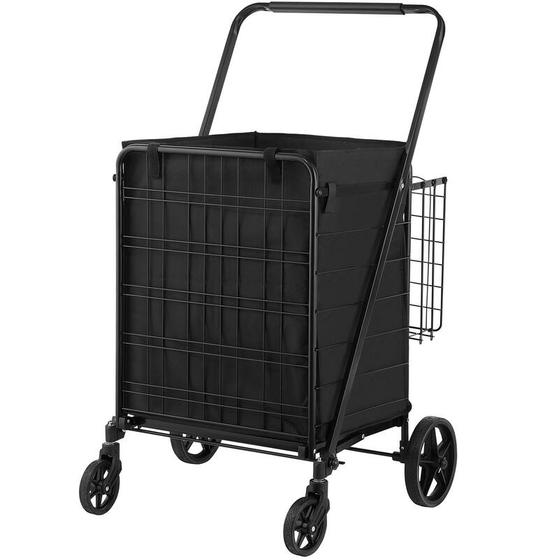 330LBS Large Capacity Folding Shopping Cart with Removable Waterproof Liner