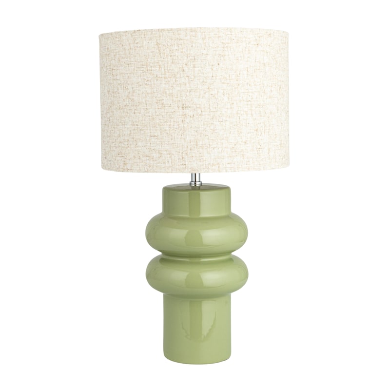 Stoneware Table Lamp with Linen Shade and Inline Switch - 11.8"L x 11.8"W x 20.3"H