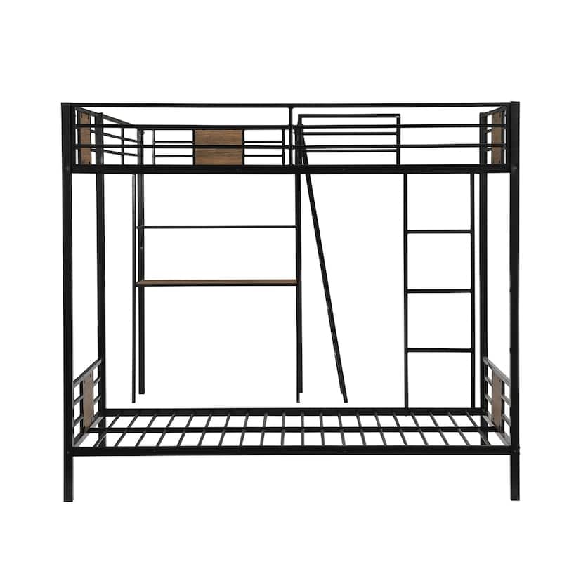 Merax L-Shaped Twin over Twin Bunk Bed with Twin Loft Bed with Desk and Shelves