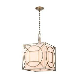 Elk Home Shaftsbury Square Silver With White Shade 3 Light Pendant