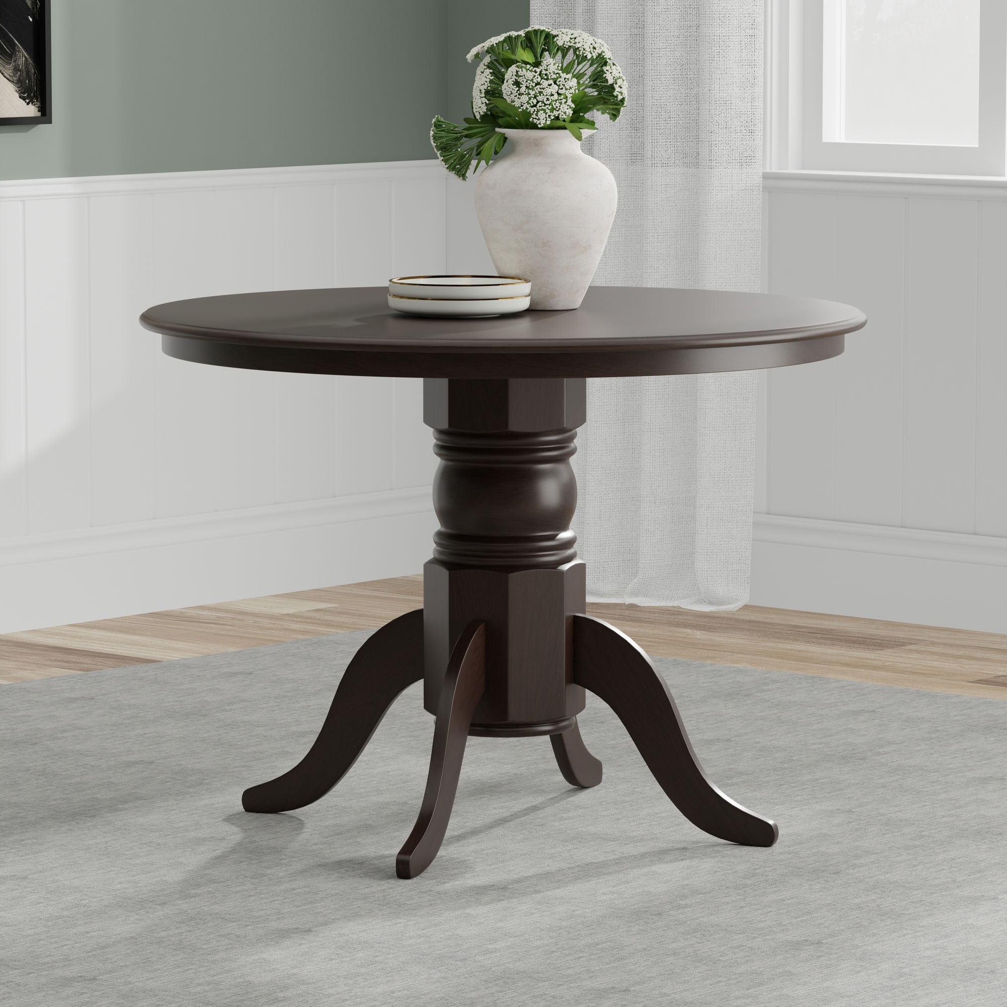 42" Round Wood Pedestal Dining Table