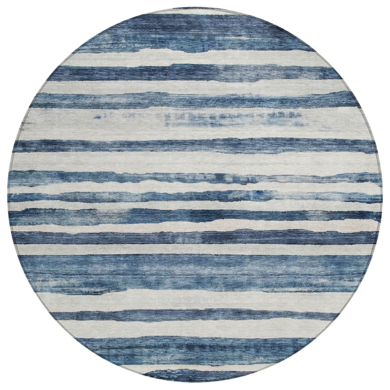 Machine Washable Indoor/ Outdoor Moroccan Stripe Chantille Rug