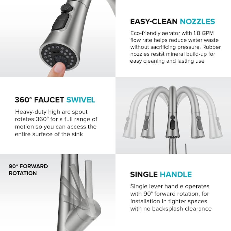 KRAUS Odelia 4-Function Single Handle Pull Down Kitchen Faucet