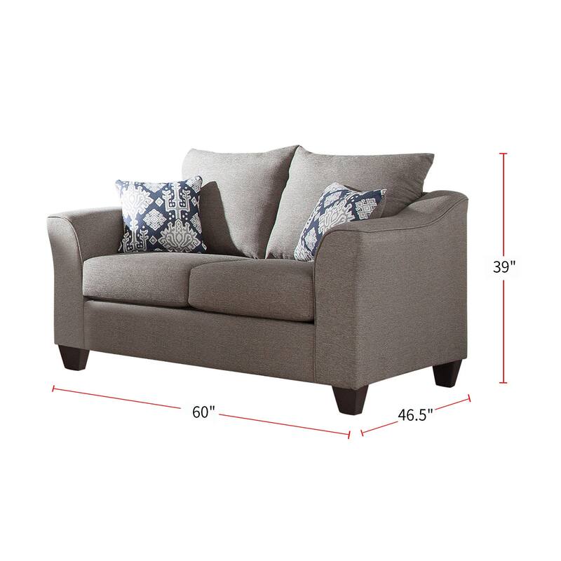 Casual Flared Arm Loveseat in Brown