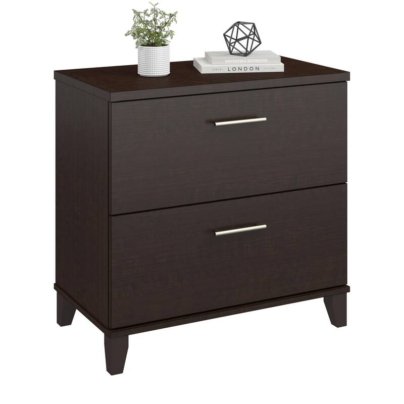 Bush Furniture Somerset 2 Drawer Lateral File Cabinet with Storage - Mocha Cherry