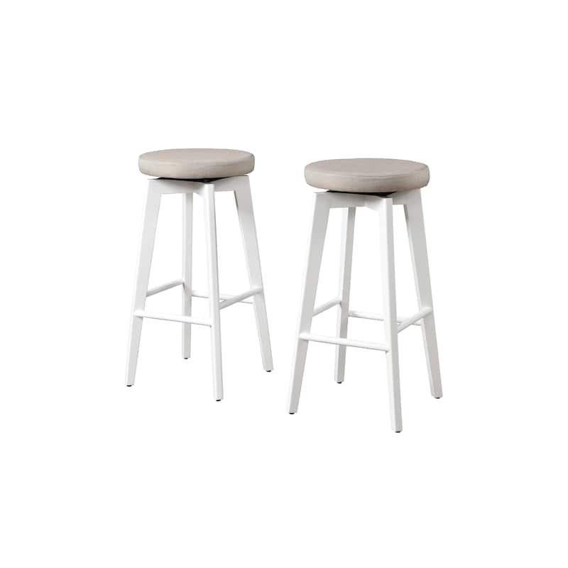 LuXeo Serena Bar Stool Wood Legs with Upholstered Fabric Seat (Set of 2)