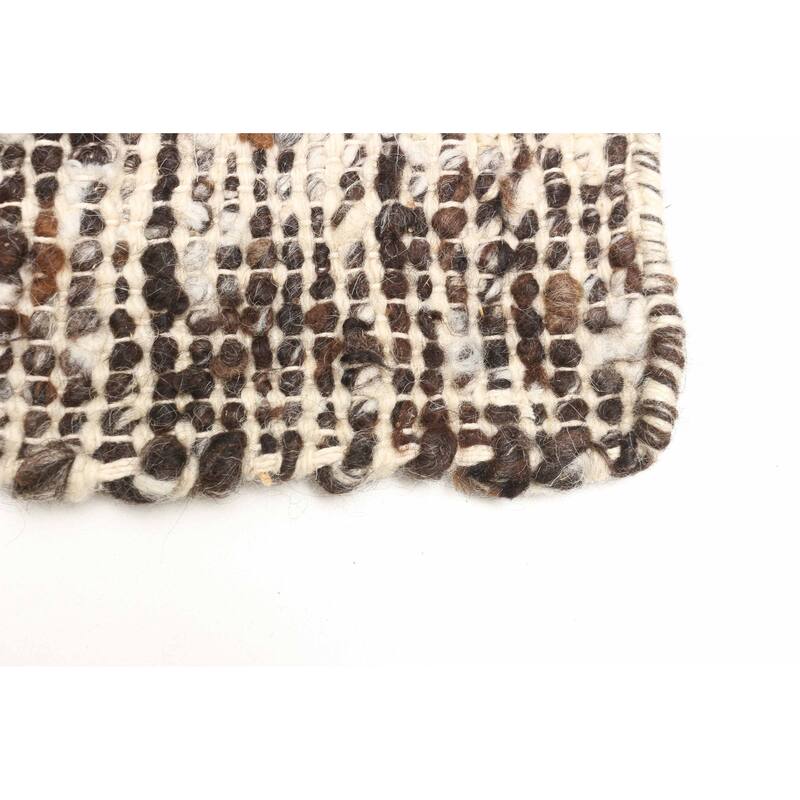 ECARPETGALLERY Braid weave Sienna Dark Brown Wool Rug - 6'5 x 8'8