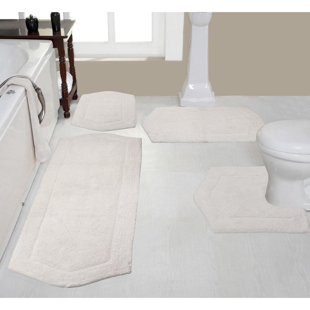 Classy Bathmat Off-White Cotton 3-Piece Bath Rug Set