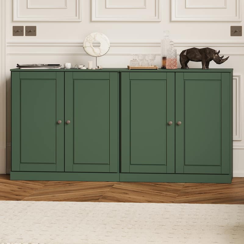 100% Solid Wood Sideboard with Glass or Solid Wood Doors by Palace Imports - 64" x 35.75" - Green - Solid