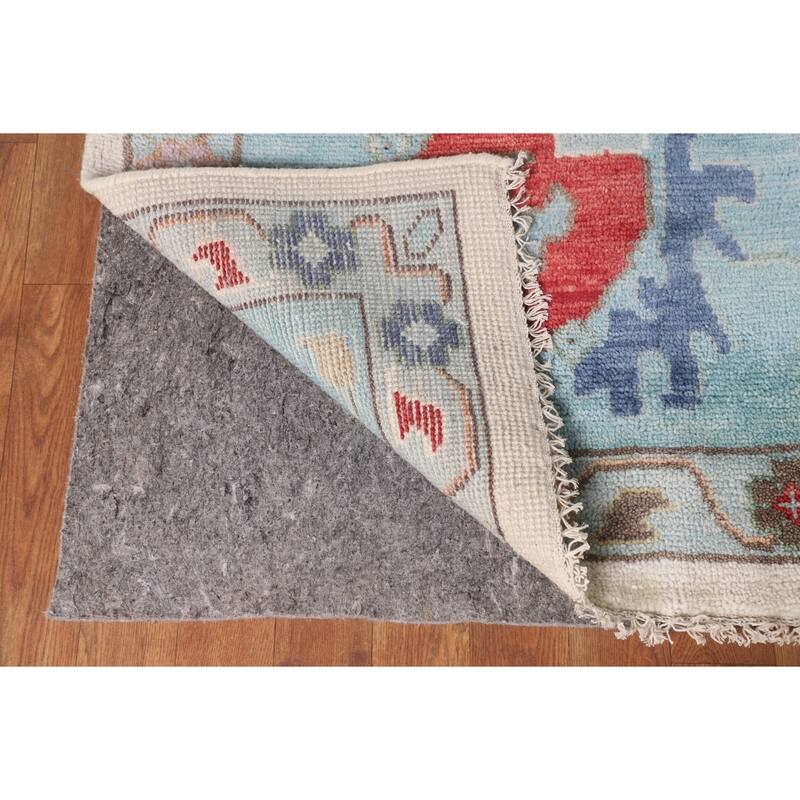 Ivory & Blue Oushak Indian Large Area Rug Handmade Wool Carpet - 10'1"x 13'10"