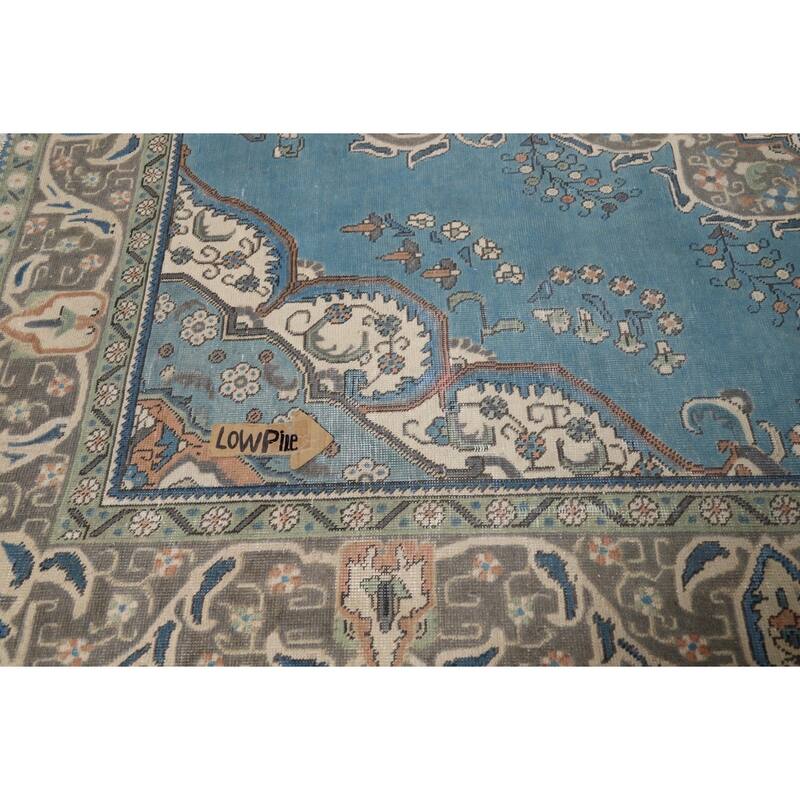 Blue Tabriz Persian Area Rug Handmade Oriental Vintage Wool Carpet - 8'2"x 11'4"