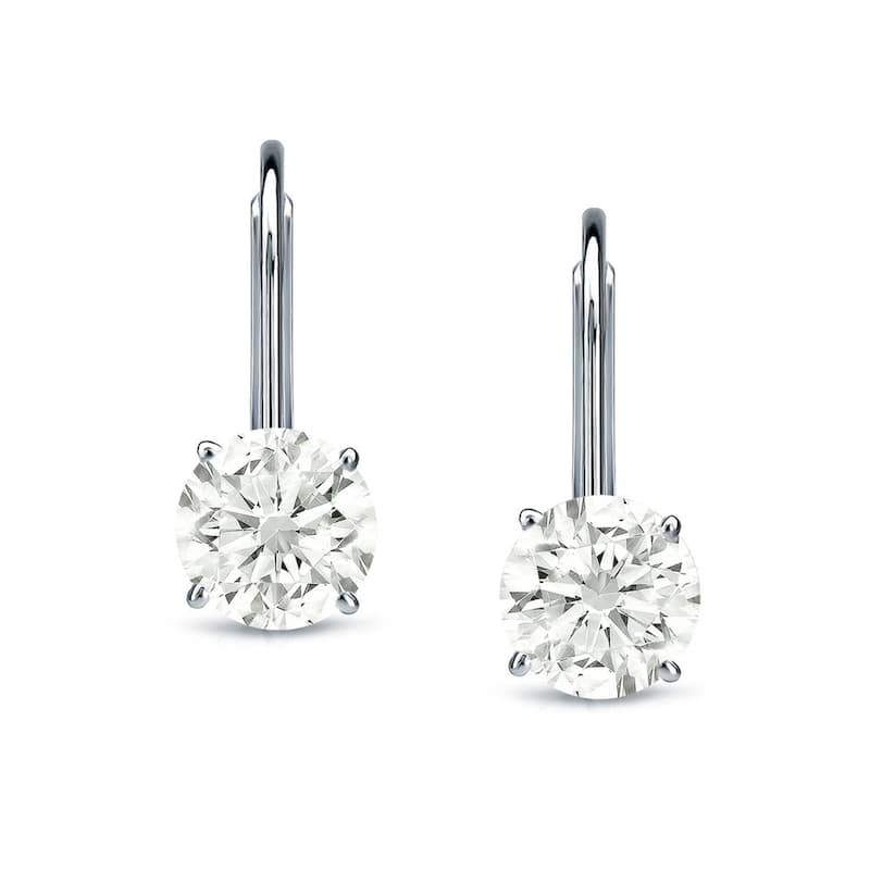 Auriya Round Solitaire Diamond Earrings 1 carat TW 14K Gold (K-L, I1-I2) - 5mm - White