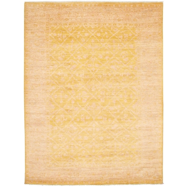 slide 1 of 9, Hand-knotted Pak Finest Oushak Gold Wool Rug