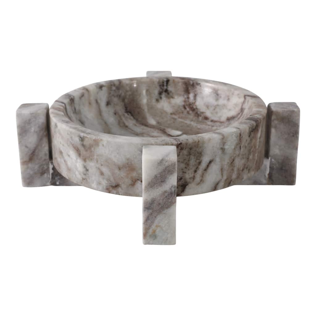 Stone Marble Bowl Sleek Sculptural Base and Modern Decorative Design - 10" x 10" x 3"