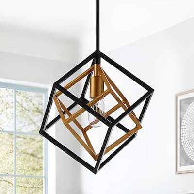 1-Light Geometric Cube Lantern, Sci-fi Square / Rectangle Pendant