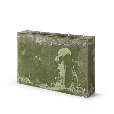 Rectangle 5-Wick Pillar Candle 15.75"x10.65"x3.15" Dark Green
