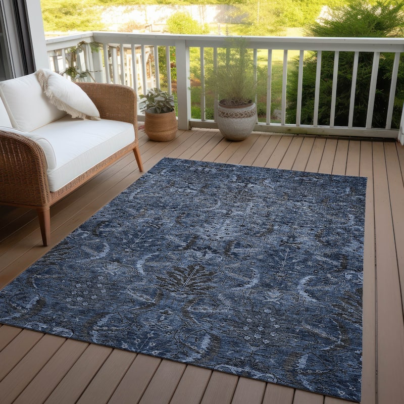 Machine Washable Indoor/ Outdoor Boho Traditional Chantille Rug