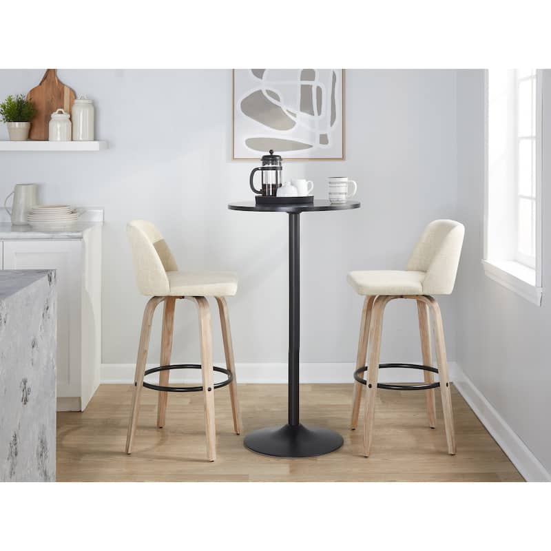 The Gray Barn Vallberga 30" Fixed-Height Bar Stool with White Washed Wood Base (Set of 2)