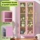 preview thumbnail 9 of 18, Kitchen Pantry Cabinet Glass Display Storage Buffet Sideboards with Glass Doors and 4 Adjustable Shelves